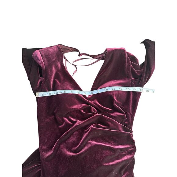 Eliza J Burgundy Cutout Vamp Wedding Guest Velvet Formal Maxi Gown Dress Size 6 - Picture 9 of 12